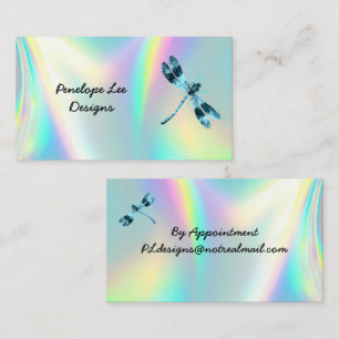 Blue Dragonfly Minimalist Classy Opalescent  Business Card