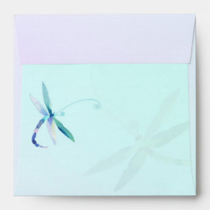 Blue Dragonfly Ombre Wedding Pre Addressed Envelopes