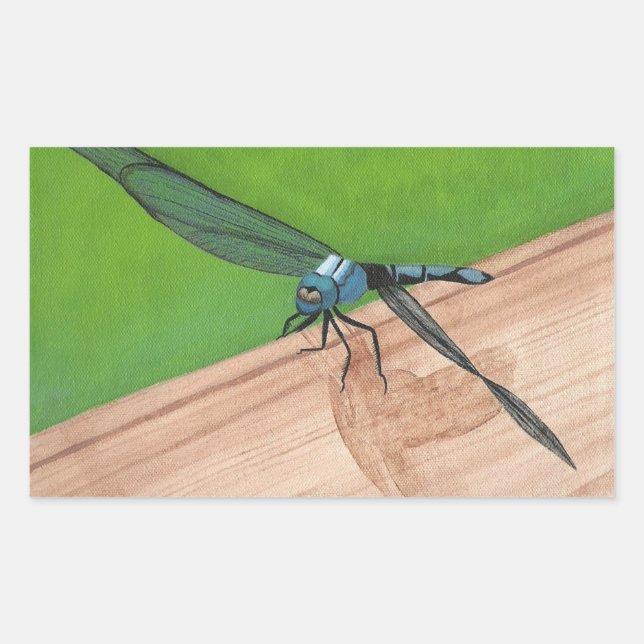 Blue Dragonfly on a Rail Stickers (Front)