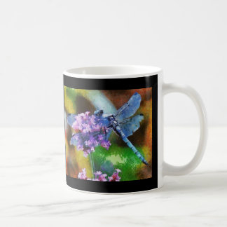 Blue Dragonfly on Wild Garlic Dot Art Coffee Mug