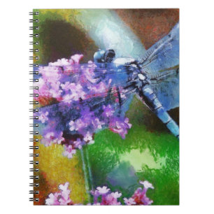Blue Dragonfly on Wild Garlic Dot Art Notebook
