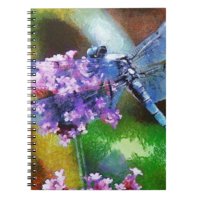 Blue Dragonfly on Wild Garlic Dot Art Notebook (Front)