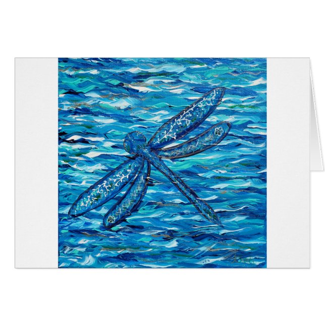 Blue Dragonfly Painting Greeting Card (Front Horizontal)