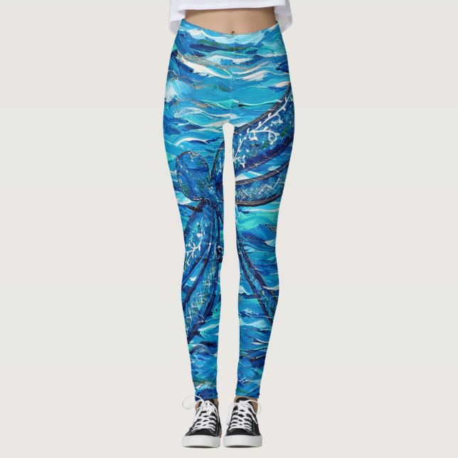 Blue Dragonfly Painting Leggings (Front)