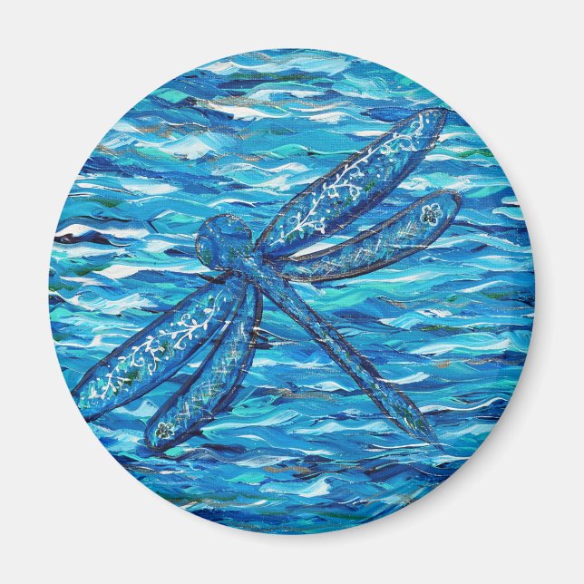 Blue Dragonfly Painting Magnet (Front)