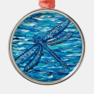 Blue Dragonfly Painting Metal Tree Decoration
