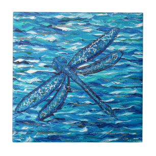 Blue Dragonfly Painting Tile
