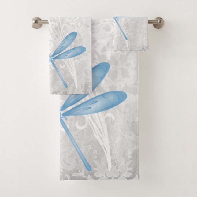 Blue Dragonfly Personalised Bath Towel Set (Insitu)