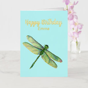 Blue Dragonfly Personalised Foil Birthday Card