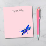 Blue Dragonfly Personalised Hand-Drawn Pastel Pink Notepad<br><div class="desc">This pretty blue dragonfly is unique in the world and can lend a whimsical note to your daily memos. I painted him myself, using watercolors, a brush, and a lot of imagination. The dragonfly's wings shine in shades of blue, indigo, and teal. Your name goes at the top in chic...</div>