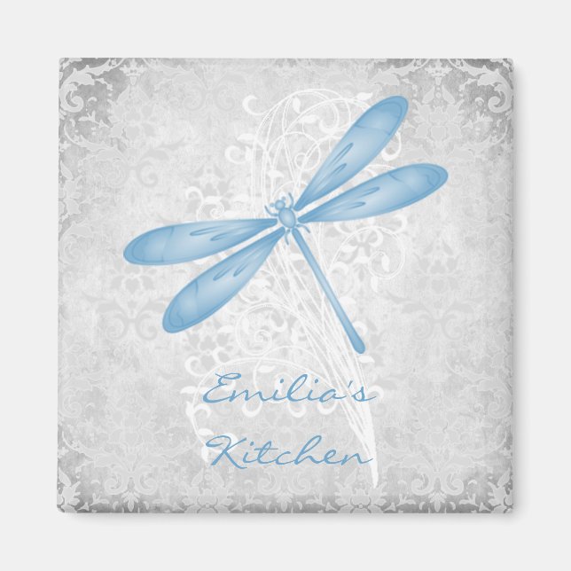 Blue Dragonfly Personalised Magnet (Front)
