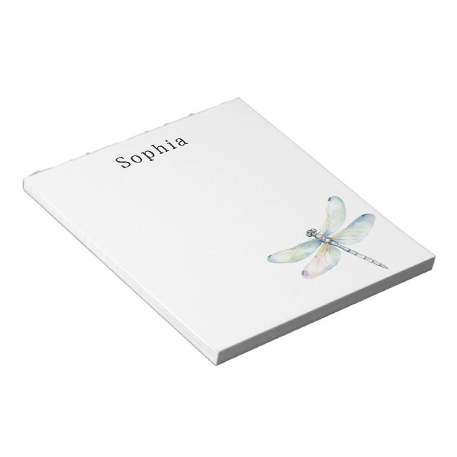 Blue Dragonfly Personalised Name Notepad (Angled)