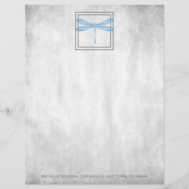 Blue Dragonfly Personalised Paper Sheet (Front)
