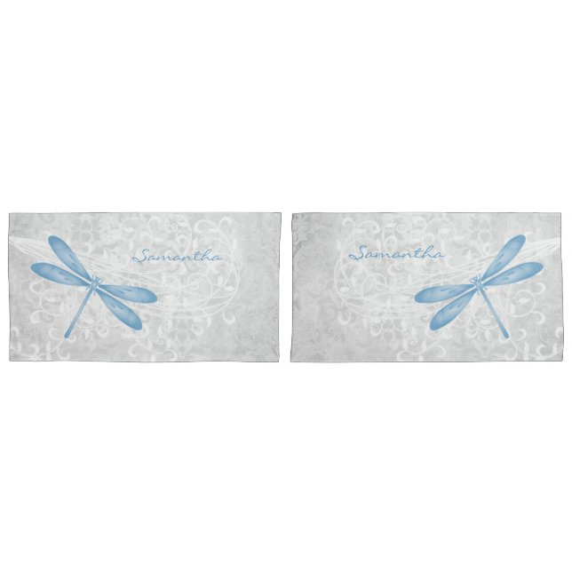 Blue Dragonfly Personalised Pillow Case (Front-Set)