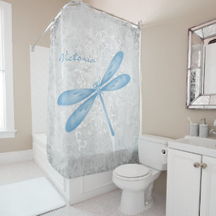 Blue Dragonfly Personalised Shower Curtain