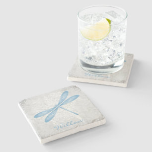 Blue Dragonfly Personalised Stone Coaster