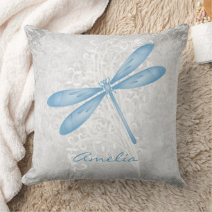 Blue Dragonfly Personalised Throw Pillow
