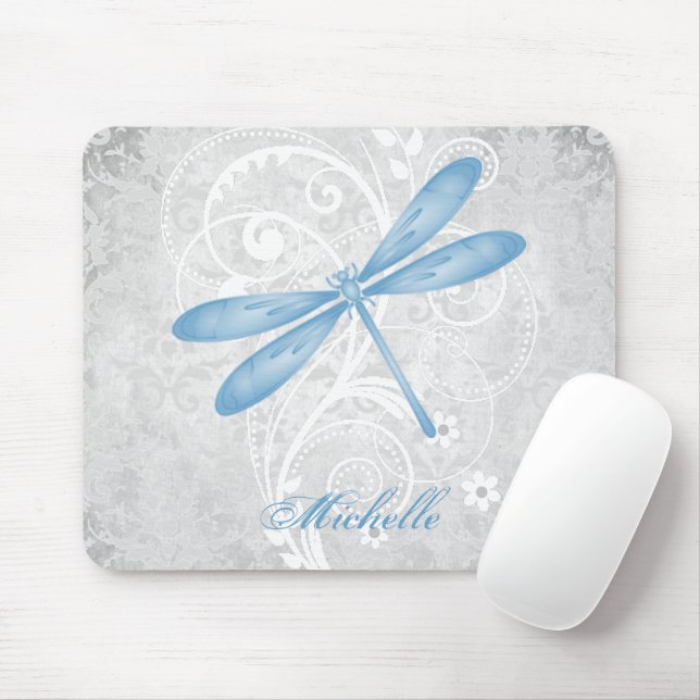 Blue Dragonfly Personalized Mouse Pad (With Mouse)