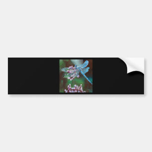 Blue Dragonfly Resting On Wild Garlic Bumper Sticker