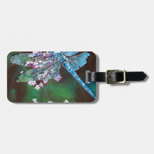 Blue Dragonfly Resting On Wild Garlic Luggage Tag