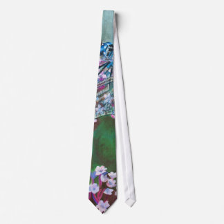 Blue Dragonfly Resting On Wild Garlic Tie