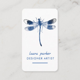 Blue Dragonfly Retro Vintage Good luck Tattoo Business Card