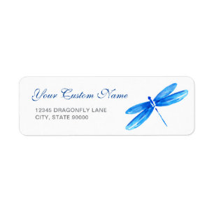 Blue Dragonfly Return Address Labels Template