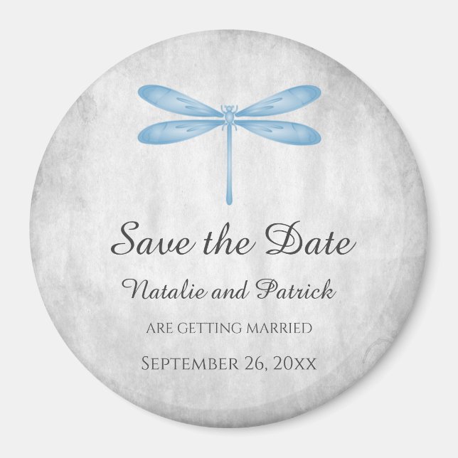 Blue Dragonfly Save the Date Magnet (Front)