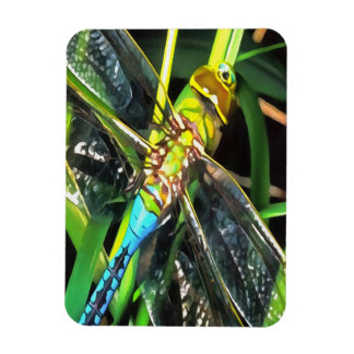 Blue Dragonfly Shimmering Wings Painting Magnet
