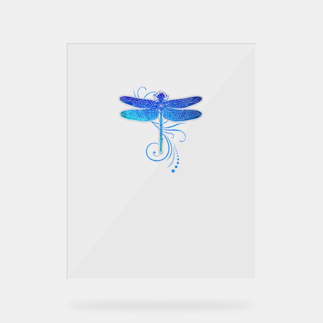 Blue Dragonfly Shirt Watercolor Art Damselfly Inse Acrylic Sign (Front)