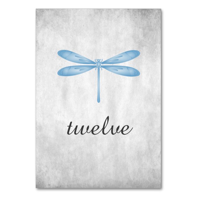 Blue Dragonfly Table Number Card (Front)