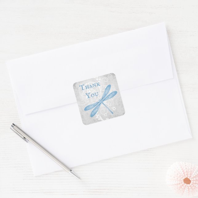 Blue Dragonfly Thank You Stickers (Envelope)