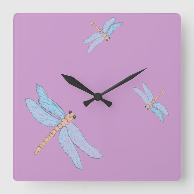 Blue Dragonfly Wall Clock (Front)