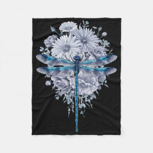Blue Dragonfly Watercolor Art Insects Lover Earth  Fleece Blanket