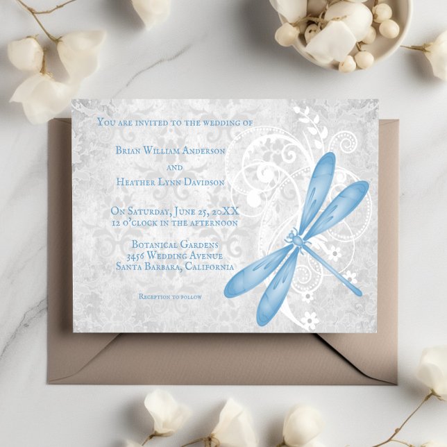 Blue Dragonfly Wedding Invitation (Blue Dragonfly Wedding Invitation)