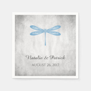 Blue Dragonfly Wedding Paper Napkins