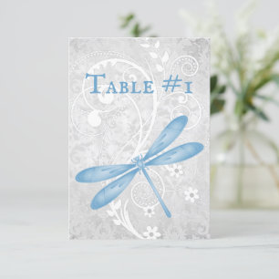 Blue Dragonfly Wedding Reception Table Card