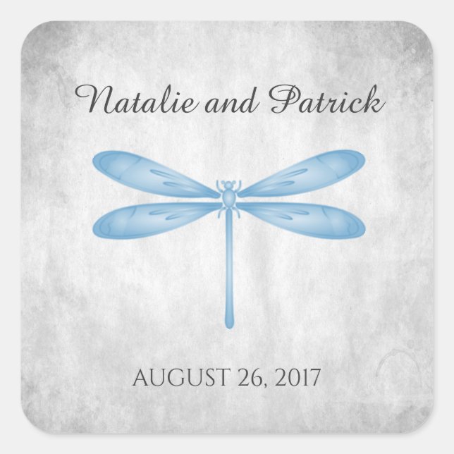 Blue Dragonfly Wedding Stickers (Front)