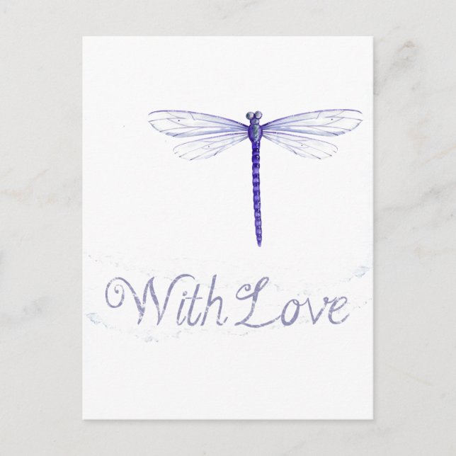 Blue Dragonfly With Love Postcard (Front)