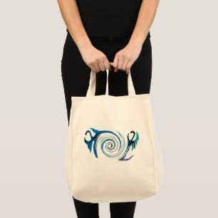 Blue Dragons Swirl Mythical Animal Tote Bag