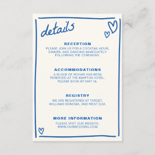 Blue Drawn Together Wedding Enclosure Card