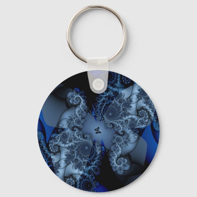 blue dream butterfly fractal key ring (Front)