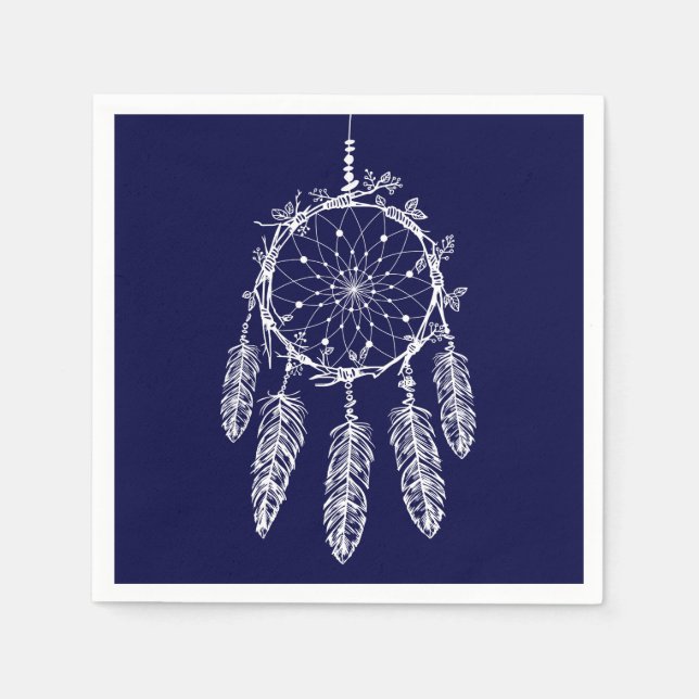 Blue Dream Catcher Native American Wedding Party Napkin (Front)