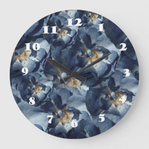 Blue dream, Roses Floral Pattern Wall Clock