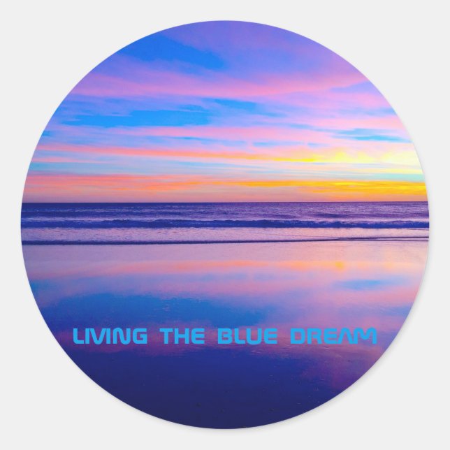 Blue Dream Sunset Santa Monica Classic Round Sticker (Front)