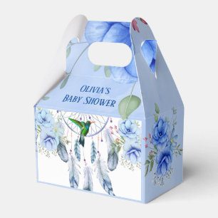 Blue Dreamcatcher Hummingbird Boy Baby Shower Favour Box