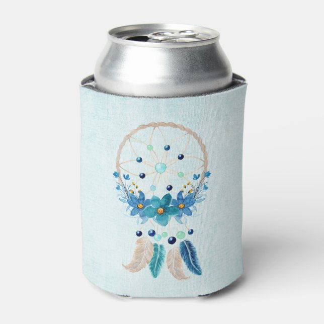 Blue Dreamcatcher Stylish Boho Design Can Cooler (Can Front)