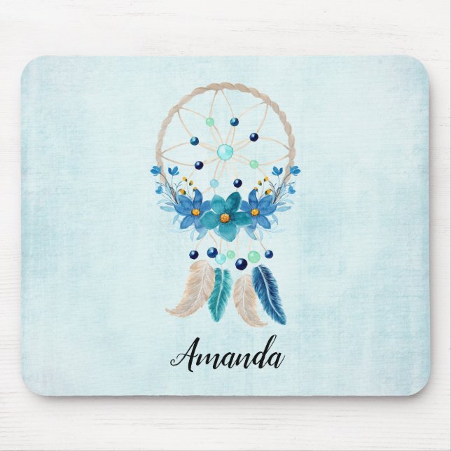Blue Dreamcatcher Stylish Boho Design Mouse Mat (Front)