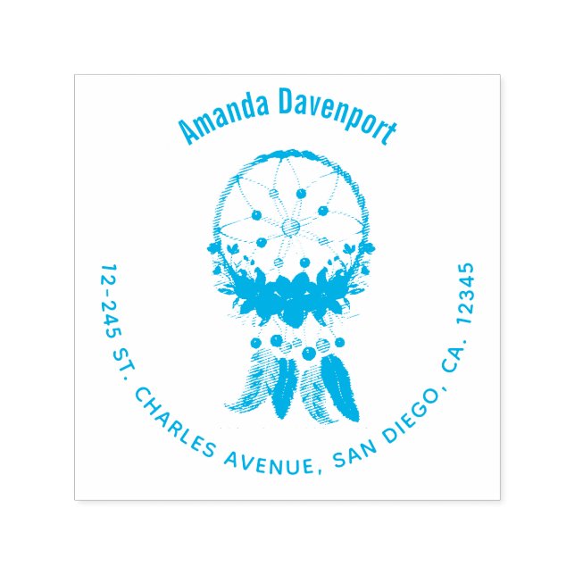 Blue Dreamcatcher Stylish Boho Design Self-inking Stamp (Design)