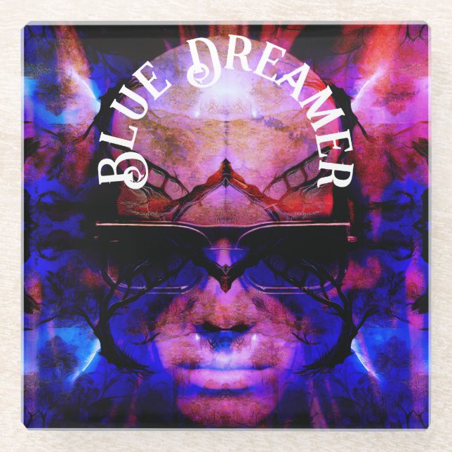 Blue Dreamer Glass Coaster (Front)